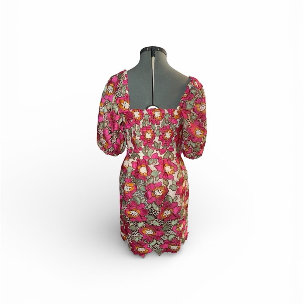 BuddyLove Floral Pink Puff Sleeve Mini Dress sz small - Picture 3 of 7